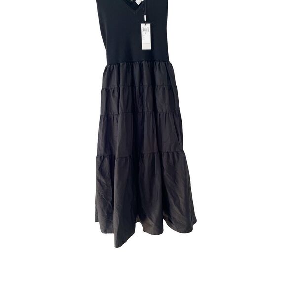 Jason Wu NWT Black V-Neck‎ Bodice Tiered Prairie Midi Dress - Picture 6 of 16